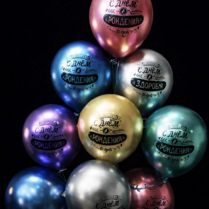 Хромированные шары с надписью С ДНЕМ РОЖДЕНИЯ
